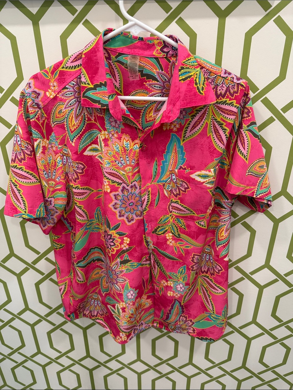 Johnny Was Bright Pink Multicolor Paisley Top